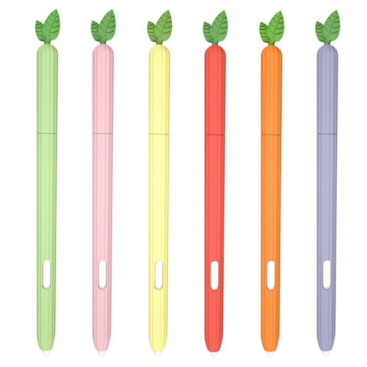 For Samsung Galaxy Tab S7 T870 Silicone Stylus Pen Holder Vegetables Style Anti-Slip Sleeve Skin Pocket Cover - Green