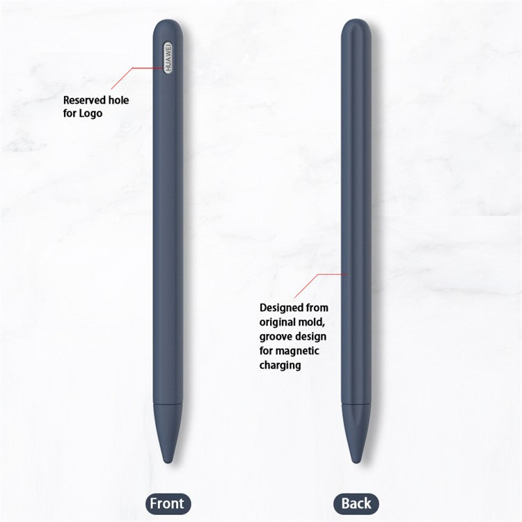 For Huawei M-Pencil 1st Generation Silicone Stylus Pen Cover Holder Anti-Slip Pen Sleeve with Protective Nib Cover - Midnight Blue
