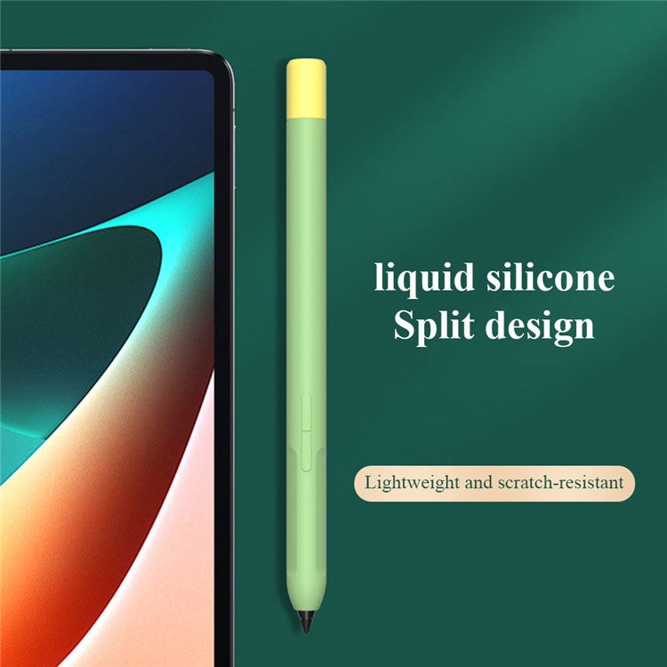 For Xiaomi Inspired Stylus Anti-Slip Case Liquid Silicone Holder Sleeve Skin Cover with Pen Cap - Green