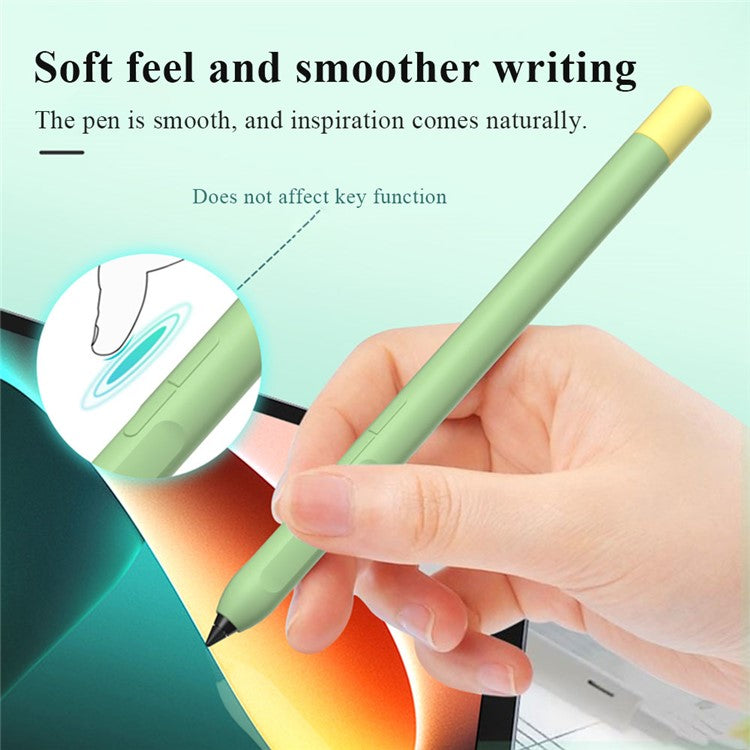 For Xiaomi Inspired Stylus Anti-Slip Case Liquid Silicone Holder Sleeve Skin Cover with Pen Cap - Green