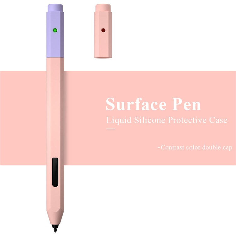 For Microsoft Surface Pen Liquid Silicone Protective Pencil Case Dust Proof Wrap Cover Sleeve - Pink