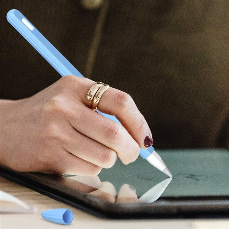 For Apple Pencil Pro / Pencil (2nd Generation) Anti-Slip Liquid Silicone Stylus Pen Sleeve Stylus Pen Cover - Pink
