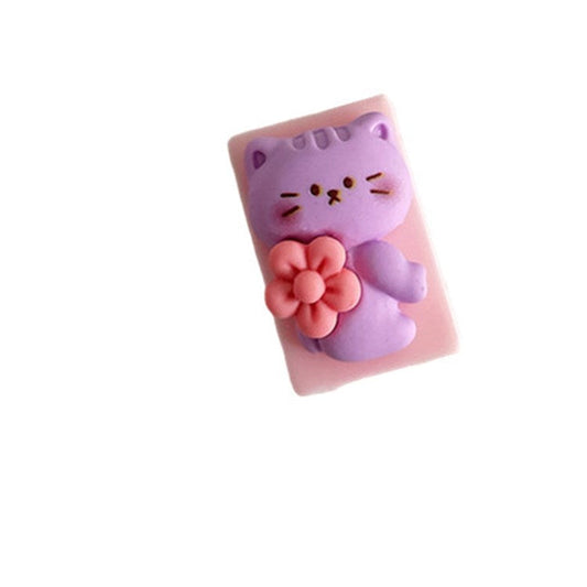 Cute Pattern Charging Cord Protector USB Data Cable Chomper USB Charger Saver for Lightning, Type-C, Micro USB Wires - Purple Cat