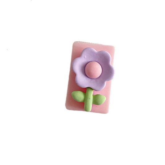 Cute Pattern Charging Cord Protector USB Data Cable Chomper USB Charger Saver for Lightning, Type-C, Micro USB Wires - Purple Flower