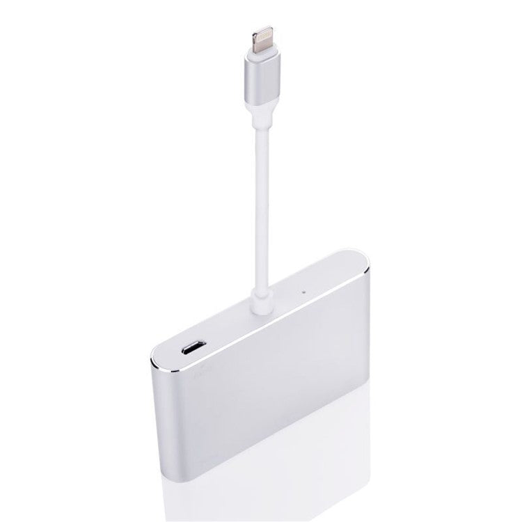 Lightning 8 Pin Male to HDMI + VGA + Audio Female Cable Adapter for iPhone X / 8P / 8 / 7 /7 Plus Etc. - White