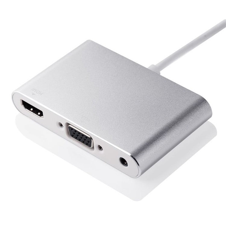 Lightning 8 Pin Male to HDMI + VGA + Audio Female Cable Adapter for iPhone X / 8P / 8 / 7 /7 Plus Etc. - White