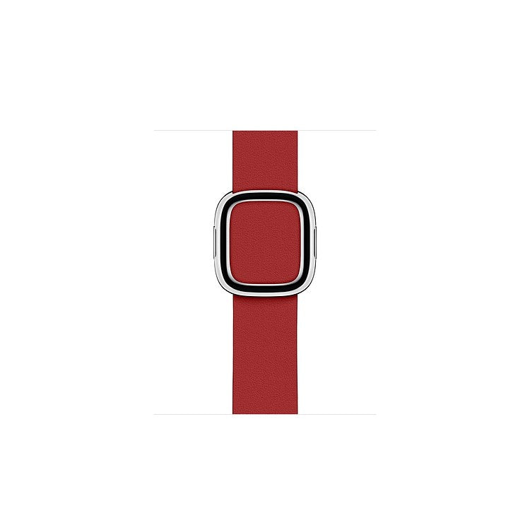 Modern Style Genuine Leather Watchband with Magnetic Buckle for Apple Watch Series 10 46mm / Ultra 2 Ultra 49mm / 9 8 7 45mm / SE (2023) SE (2022) SE 6 5 4 44mm / 3 2 1 42mm - Red