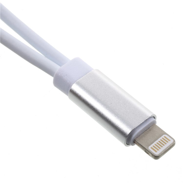 2 in 1 Lightning Converter Cable with 3.5mm Audio Jack and Charge Port for iPhone 8/8 Plus/7/7 Plus - Silver Color / White Cable