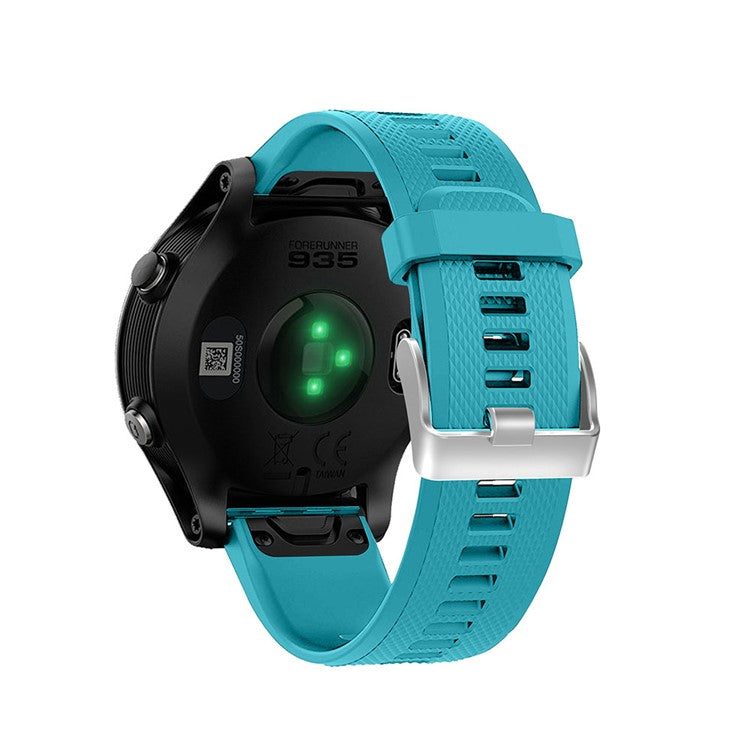 Rhombus Texture Pin Buckle Silicone Watch Strap Replacement for Garmin Forerunner 935 - Sky Blue