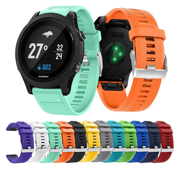 Soft Rhombus Texture Silicone Watch strap with Pin Buckle for Garmin Forerunner 935 - Purple