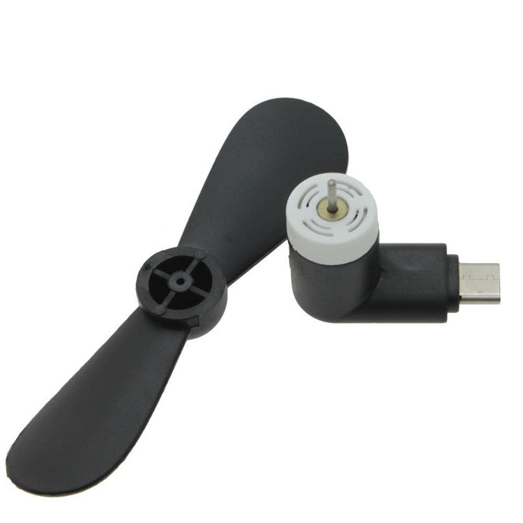 Mini Portable Two Blades OTG USB 3.1 Type C Cooling Fan for Samsung Galaxy S8/LG G6 Etc. - Black