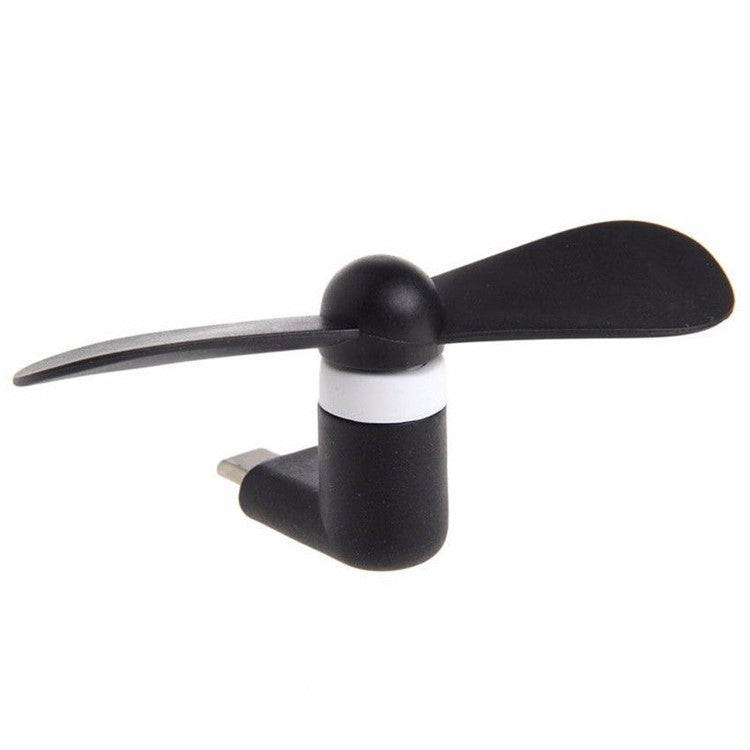 Mini Portable Two Blades OTG USB 3.1 Type C Cooling Fan for Samsung Galaxy S8/LG G6 Etc. - Black