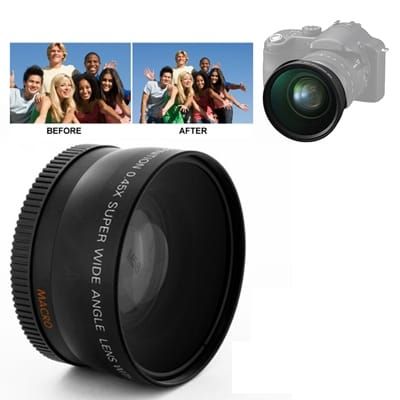 0.45X 58mm Wide Angle Lens with Macro for Canon 350D / 400D / 450D / 500D / 1000D / 550D / 600D / 1100D (Black) - UNIQKART
