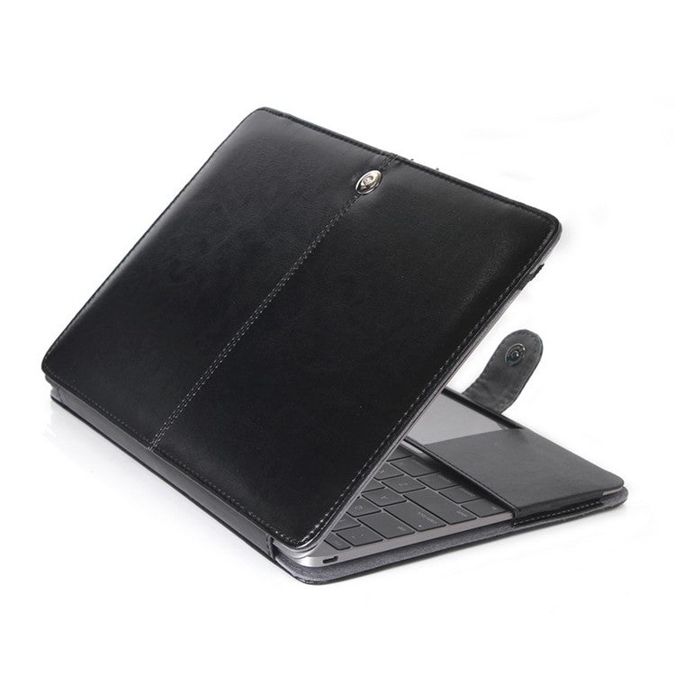 Crazy Horse Leather Protective Case for MacBook 12-inch with Retina Display(2015) - Black