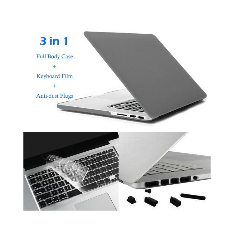 ENKAY HAT PRINCE Matte PC Full Body Case + Keyboard Film + Anti-dust Plugs for MacBook Pro 13.3" Retina A1425 - Grey