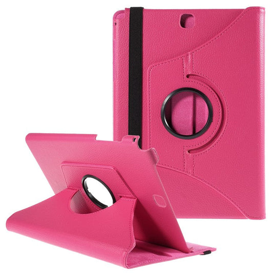 For Samsung Galaxy Tab A 9.7 T550 T555 Lychee Litchi Leather Cover with Rotary Stand - Rose
