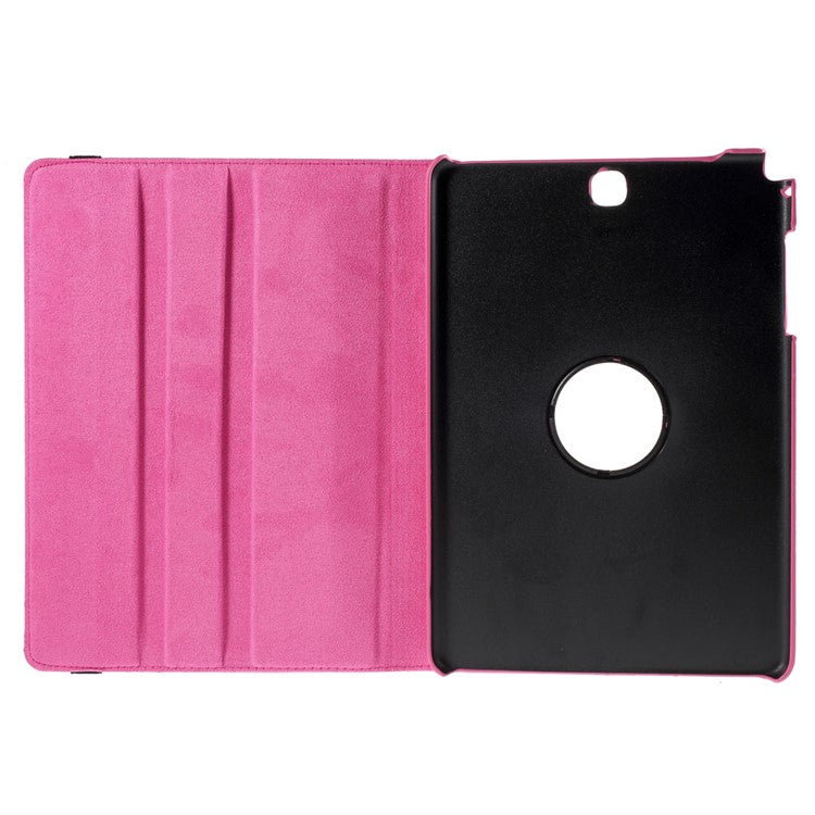For Samsung Galaxy Tab A 9.7 T550 T555 Lychee Litchi Leather Cover with Rotary Stand - Rose