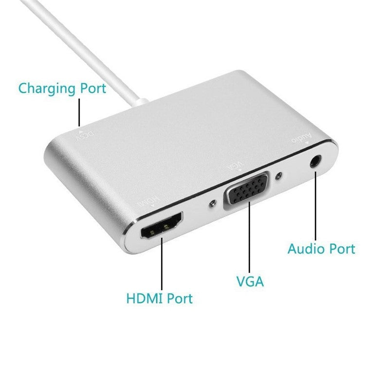 Lightning 8pin to HDMI + VGA + Audio + Micro USB Power Port Adapter Converter with USB Cable for iPhone/iPad