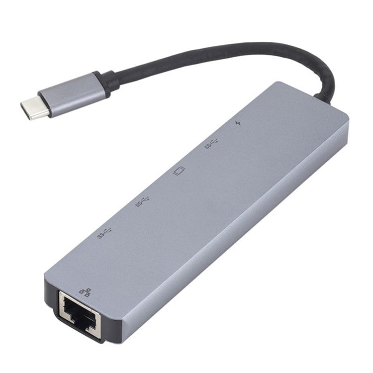 6 in 1 USB Type-C Hub Adapter Dock with 4K HDMI PD RJ45 Ethernet Card Reader