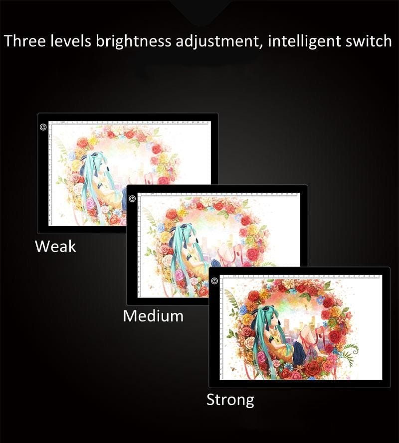 A4 Size 5W 5V LED Three Level of Brightness Dimmable Acrylic Copy Boards for Anime Sketch Drawing Sketchpad, with USB Cable & Plug, Size?270x360x5mm