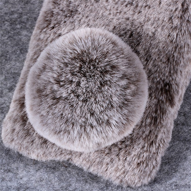 For Huawei P20 Lite / Nova 3e (China) Rabbit Shape Fluffy Fur Coated Rhinestone TPU Protective Back Cover - Brown