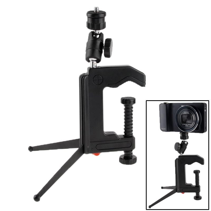 Portable Multi-Function Folding Clamp Tripod for Mini Card Digital Camera (Black)