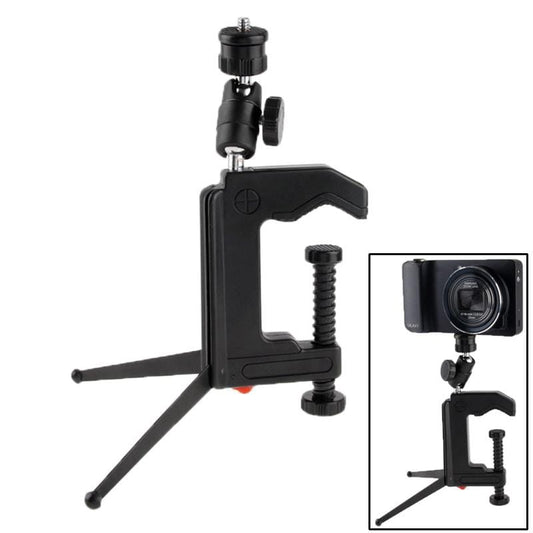 Portable Multi-Function Folding Clamp Tripod for Mini Card Digital Camera (Black)