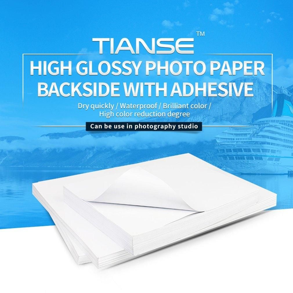 TIANSE High Glossy Photo Paper Backside With Adhesive Dry Quickly Waterproof A5 Photographic Paper Label Sticker