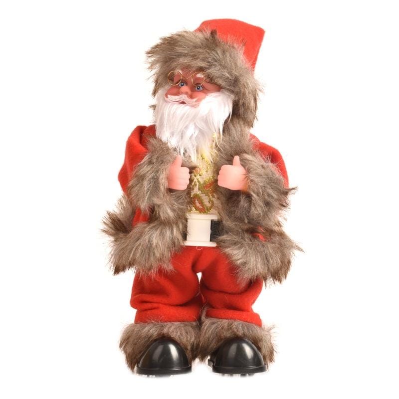 Christmas Glowing Rotating Music Santa Doll (Brown Raw Edges)
