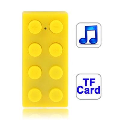 Building Block Style MP3 Player with TF  Card Slot (Yellow)
