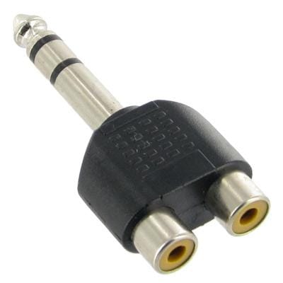 6.35mm Male to 2 RCA Stereo Headphone Jack Adapter (Black)