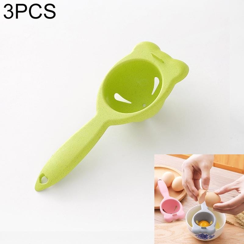 3 PCS 2260 Bear Ears Shape Kitchen Baking Wheat Straw Egg Yolk Egg White Separation Tool Filter Separator (Green)