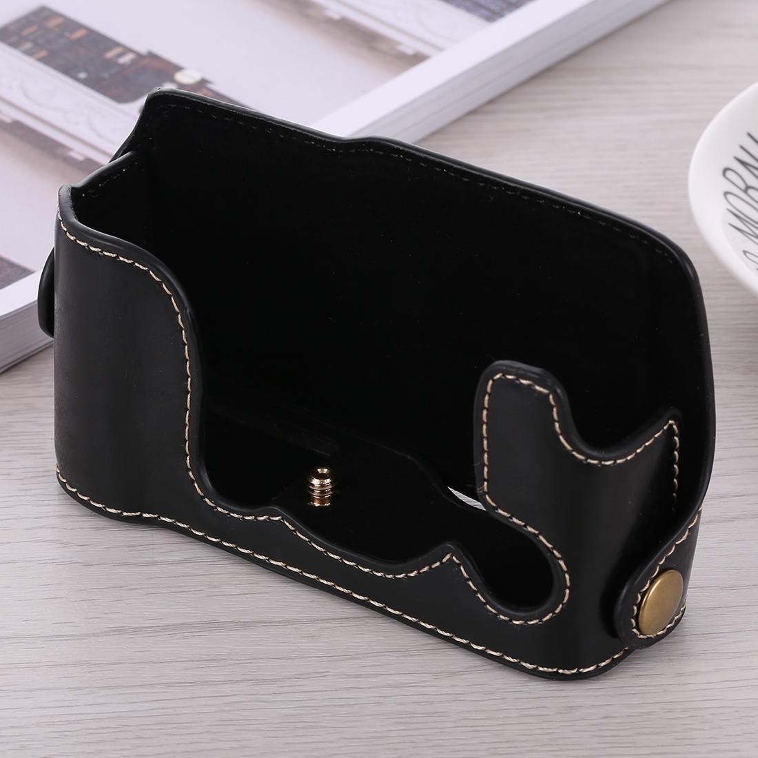 1/4 inch Thread PU Leather Camera Half Case Base for FUJIFILM X-A3 / X-A10 (Coffee)