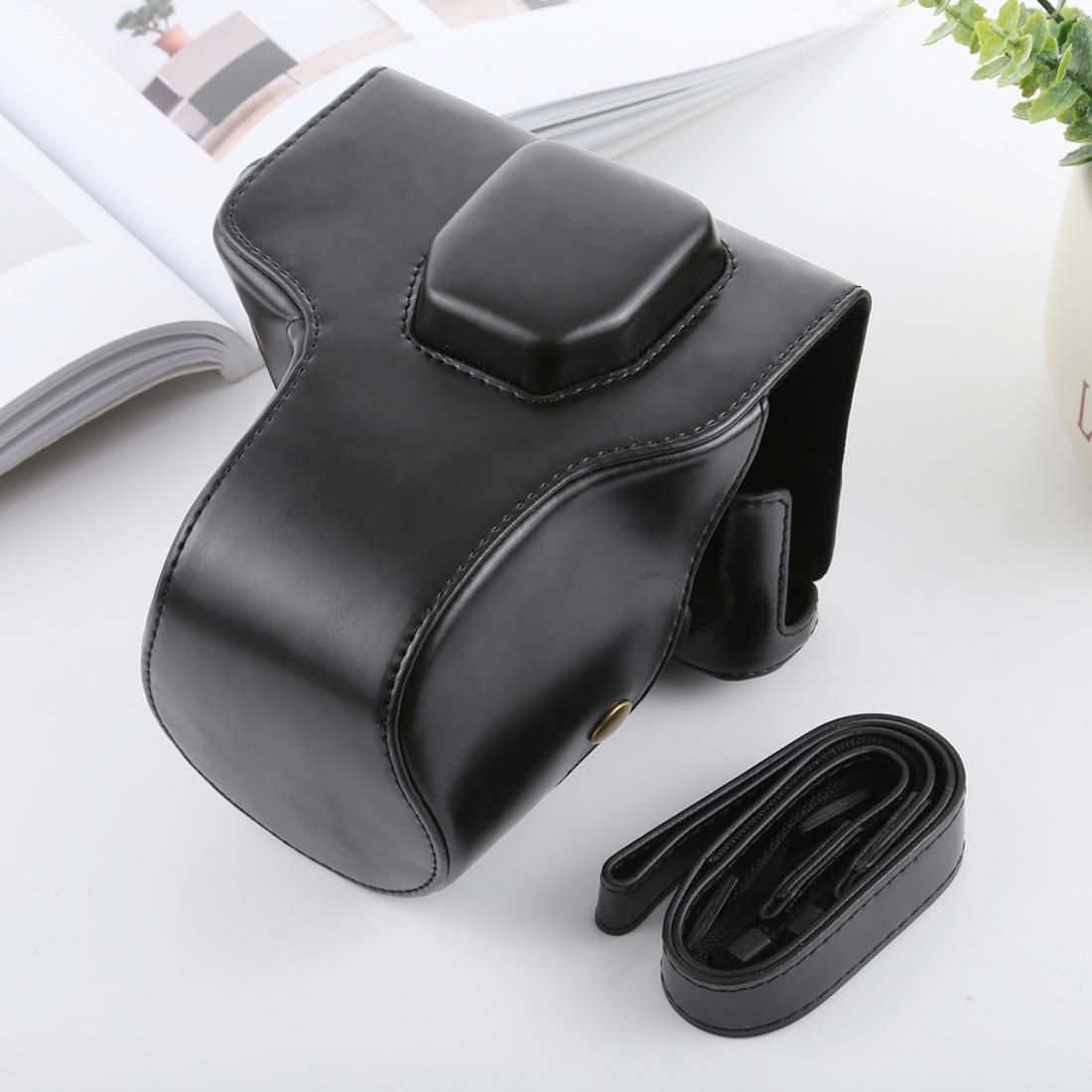 Full Body Camera PU Leather Case Bag with Strap for FUJIFILM X-T3 (Black)