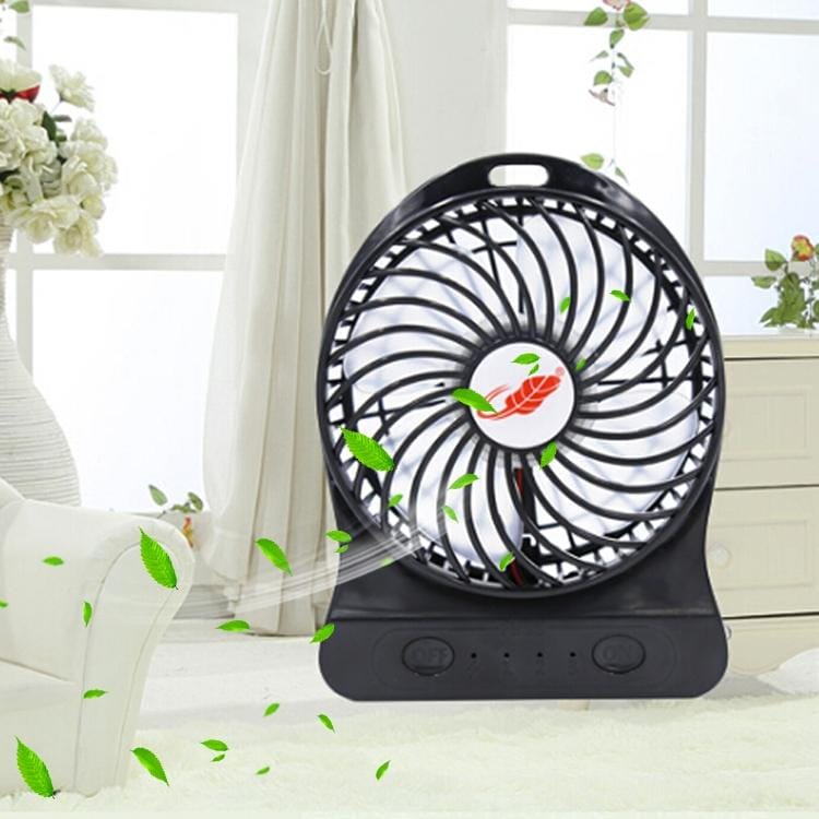 GONGTIAN F95S Storm Series Portable USB Rechargeable Fans, Three Ranges Speed Wind Adjustment + One Range LED Light Adjustment, Size: 14cm x 10.6cm x 4.2cm (Black)