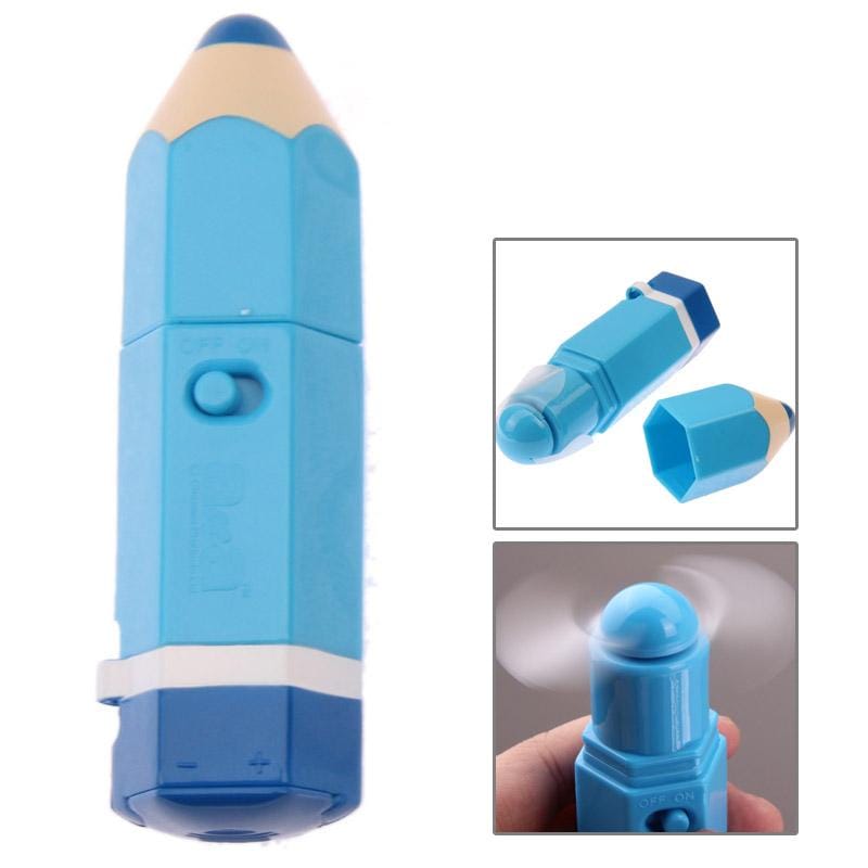 Portable Battery Operated Pencil Shaped 2-Blade Mini Cooling Fan (Blue)