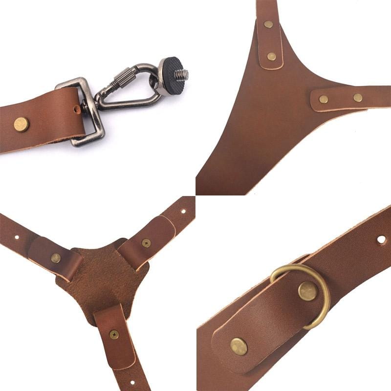 Quick Release Anti-Slip Shoulder Genuine Leather Harness Camera Strap with Metal Hook for SLR / DSLR Cameras (Style1)