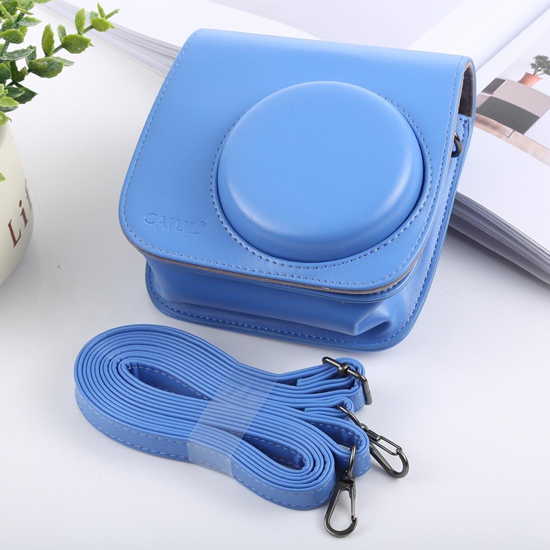 Retro Style Full Body Camera PU Leather Case Bag with Strap for FUJIFILM instax mini 9 / mini 8+ / mini 8 (Blue)