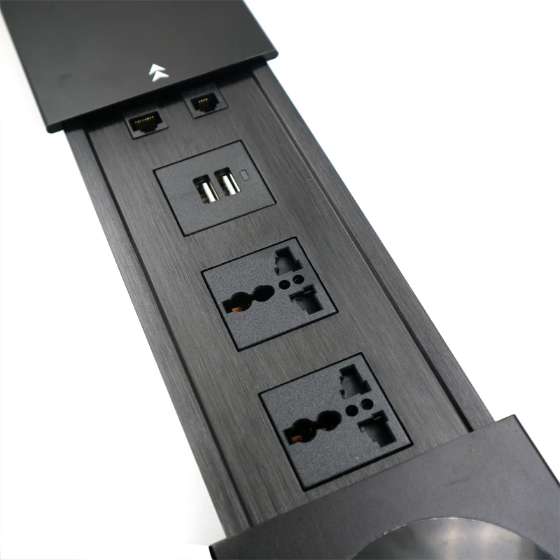 Desktop Sliding Socket 2 Universal plug with USB A&A charging with Telephone/ Network, with 1.8m power cable