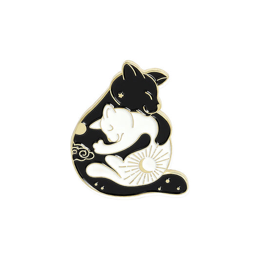 Hugging Cats Brooches Oil-Dripping Brooch Ornaments(Gold)