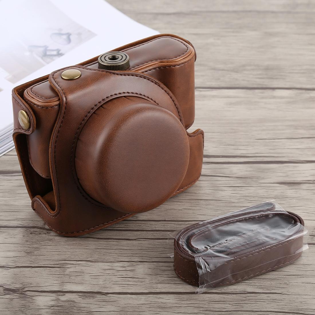 Full Body Camera PU Leather Case Bag with Strap for Panasonic LUMIX LX100 (Coffee)