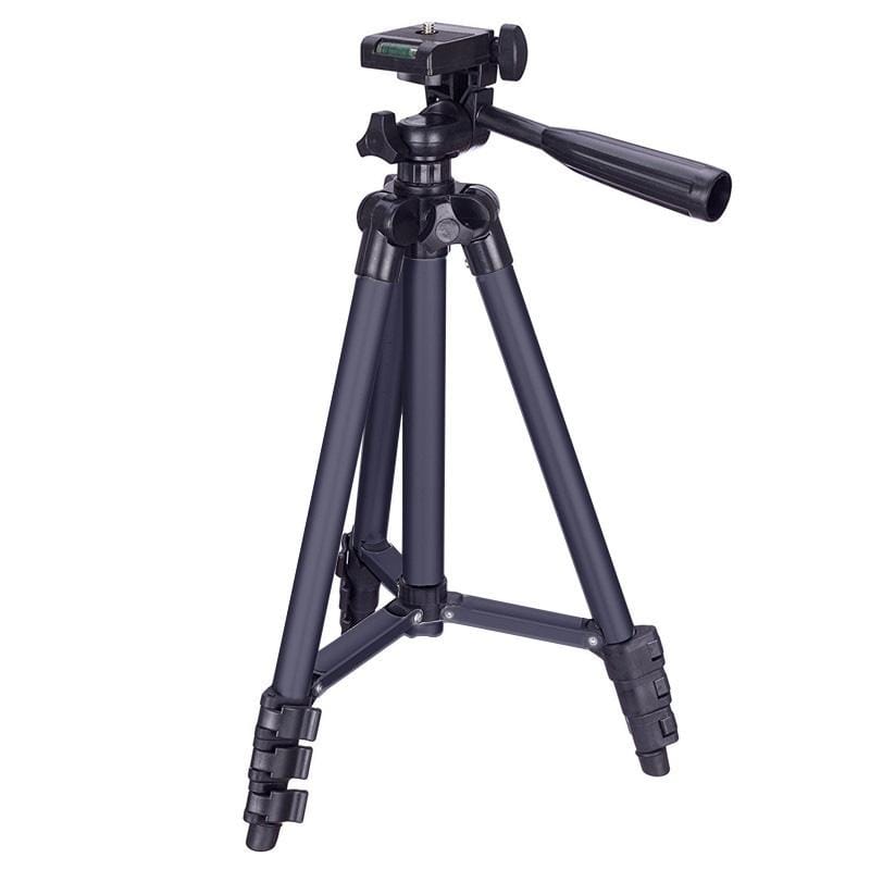 3120 Live Broadcast Tripod 4-Section Folding Legs Aluminum Alloy Tripod Mount with U-Shape Three-Dimensional Tripod Head for DSLR & Digital Camera, Adjustable Height: 34-103cm (Black)