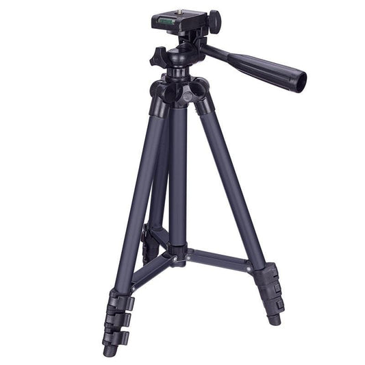 3120 Live Broadcast Tripod 4-Section Folding Legs Aluminum Alloy Tripod Mount with U-Shape Three-Dimensional Tripod Head for DSLR & Digital Camera, Adjustable Height: 34-103cm (Black)