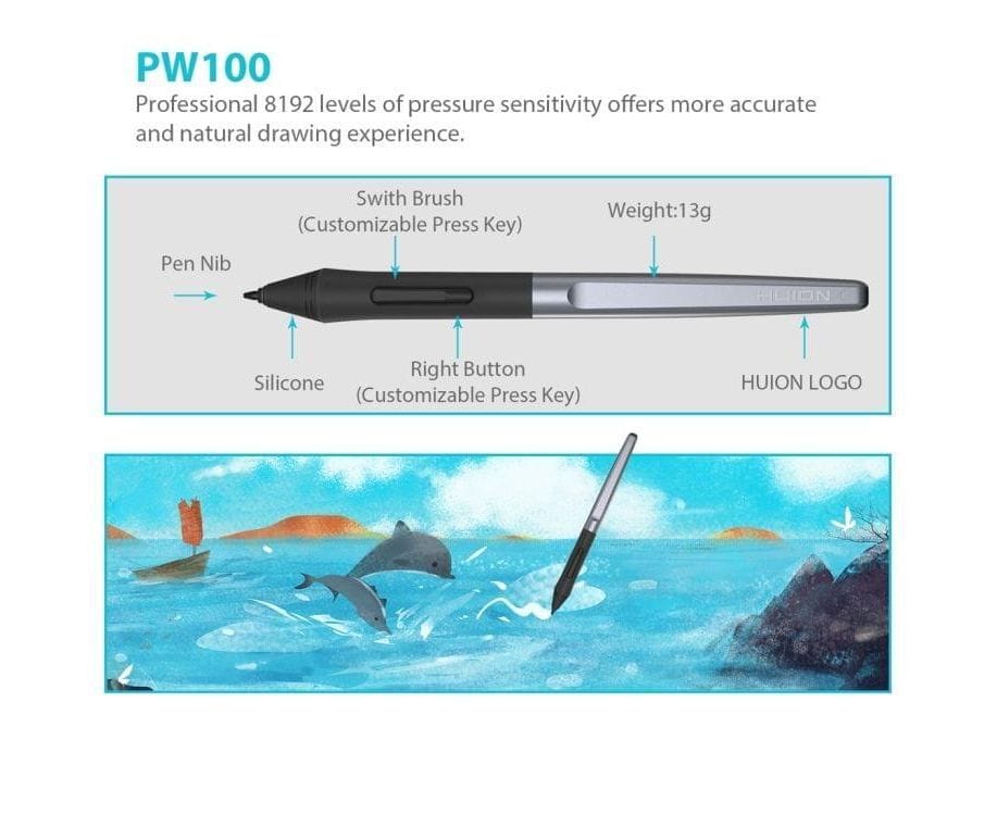 HUION H610PRO V2 5080LPI PROFESSIONAL ART USB GRAPHICS DRAWING TABLET FOR WINDOWS / MAC OS, WITH BATTERY-FREE PEN