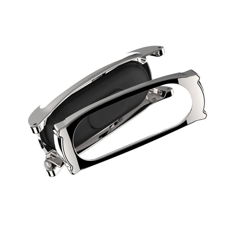 Mijobs Top-grain Leather Strap for Xiaomi Mi Band 3 & 4 & 5 Wrist Straps Screwless Magnetic Bracelet Smart Band Replace Accessories, Host not Included (Style1)