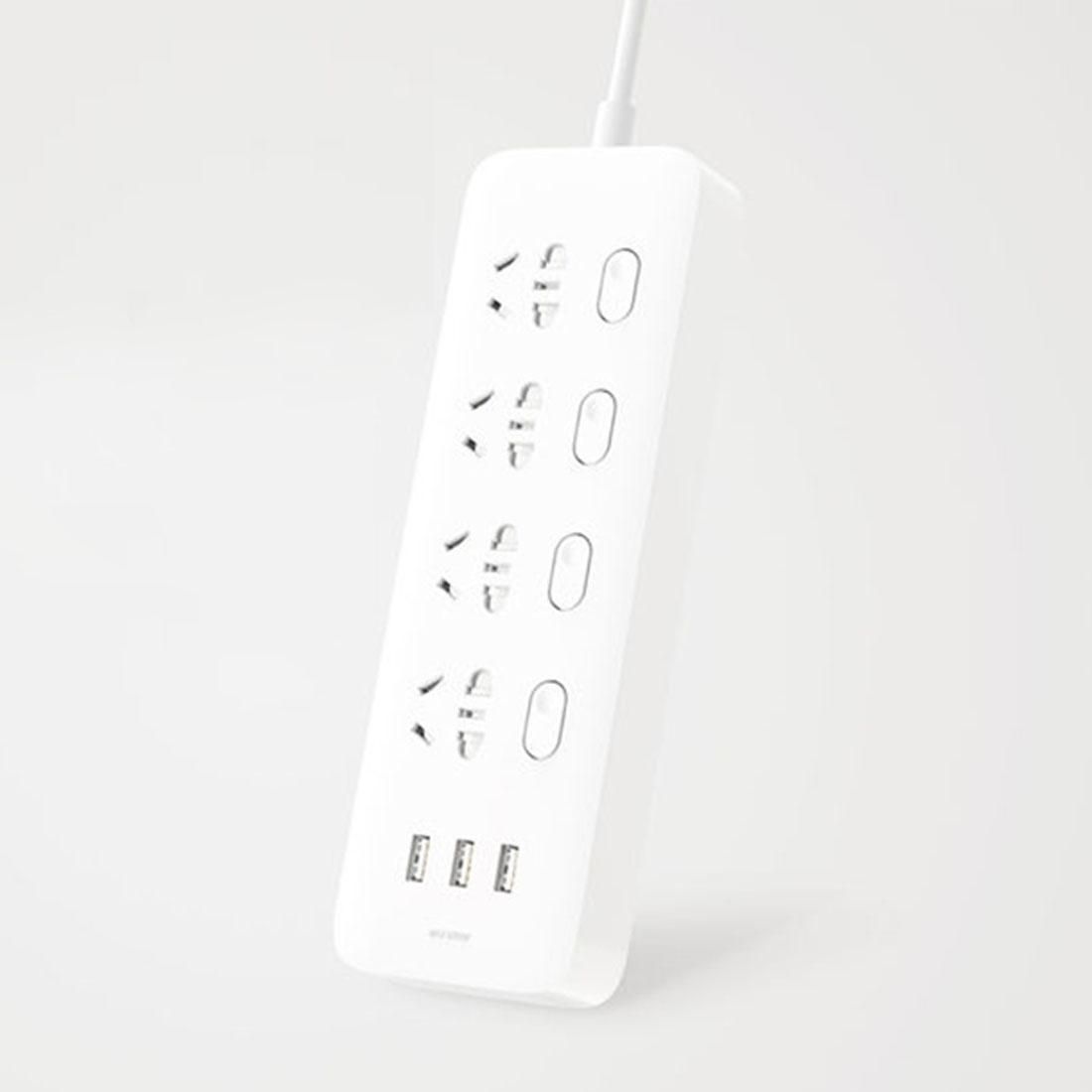 Original Xiaomi Mijia Power Socket Strip 4 Sockets Big Plug Extension Patch Board with 4 Control Switches & 5V / 2.1A 3 USB Ports for Home, Office