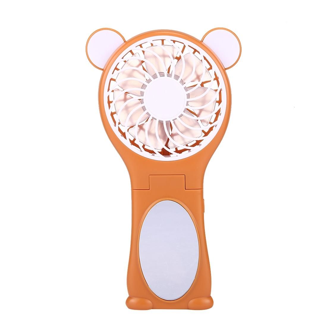 Bear Shaped Multi-function Portable Rechargeable Folding Mini USB Fan with Mirror (Grey)