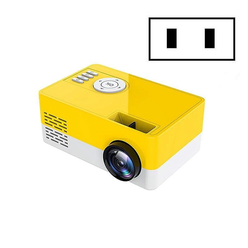 S261/J16 Home Mini HD 1080P Portable LED Projector, Support TF Card / AV / U Disk, Plug Specification:US Plug (Yellow White)