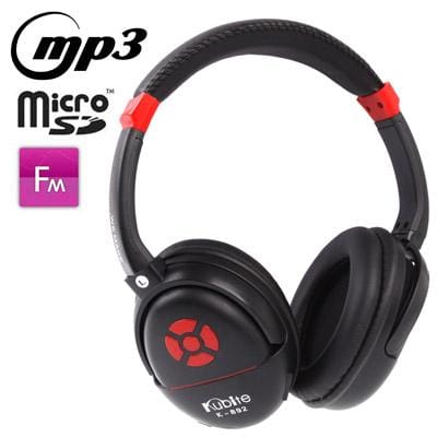 Kubite K-892 White, Digital Music Headphone with FM Radio & Line Control / Microphone, Support Micro SD Card and Line In (Black)