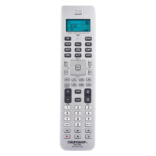 CHUNGHOP MR-L988E 10 in 1 Universal LCD Remote Control for TV VCR SAT CBL XBOX HOME THEATER DVD CD A/C AMP (Silver)